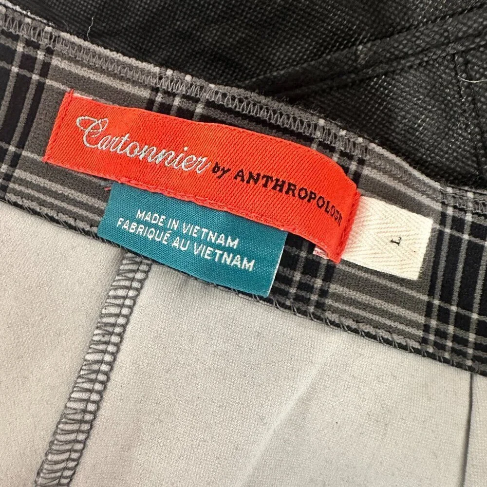 CARTONNIER by ANTHROPOLOGIE Flannel Stretch Wide Leg Cropped Trousers Size Large - Picture 7 of 11